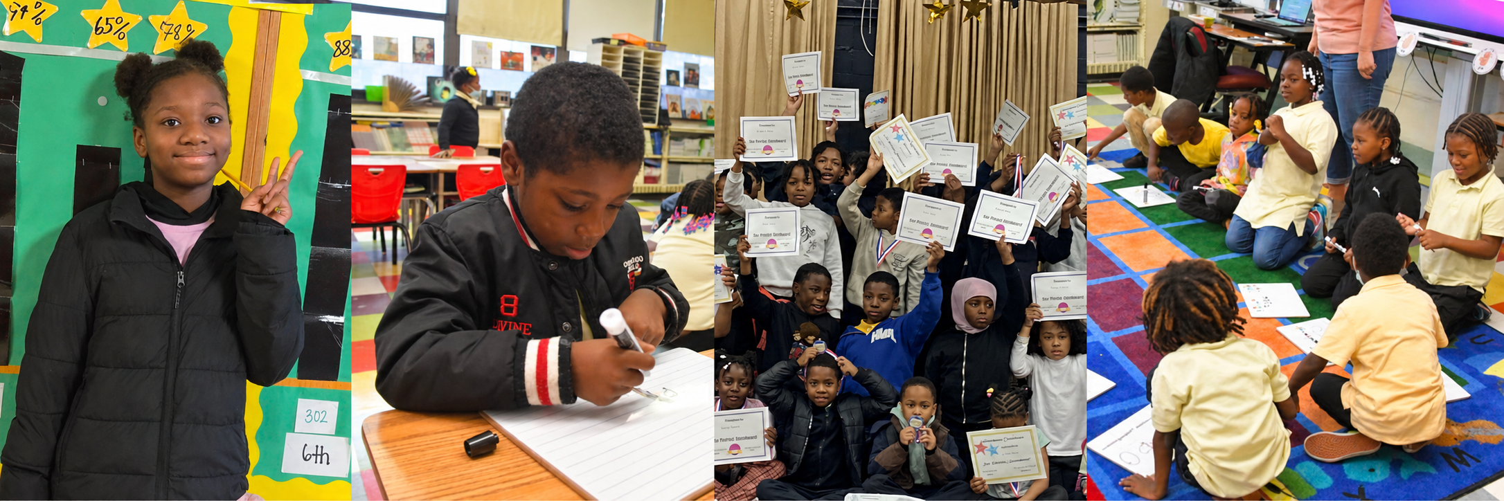 Photo collage representing students and the school community at William Dick School.